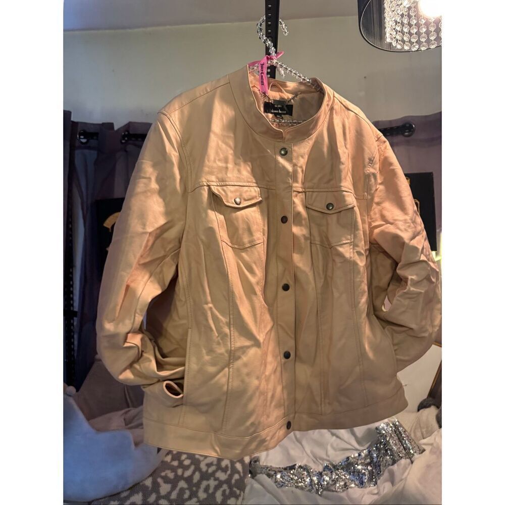 Dennis by Dennis basso y2k pink vegan leather jacket sz 3/3xl plus Anthropologie